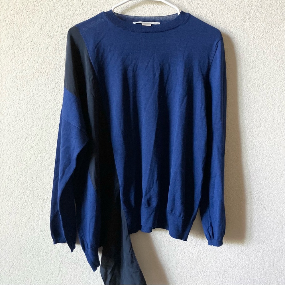 Stella McCartney Blue Virgin Wool Silk Oversized Contemporary Modern Sweater 36